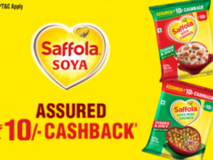 Saffola : Assured ₹10 and ₹75 Cashback on Soya & Oats
