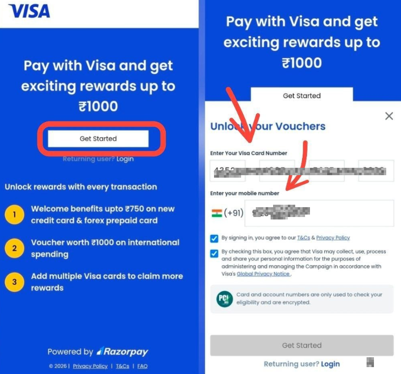 Visa card Tap to Pay offer : Claim ₹300 Vouchers + ₹1000 amazon Vouchers