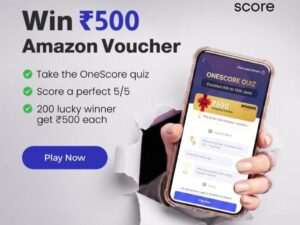 🎁 OneScore Quiz Loot – Win ₹500 Amazon Gift Card! 🔥