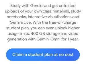 Free Google Gemini for Students❤️